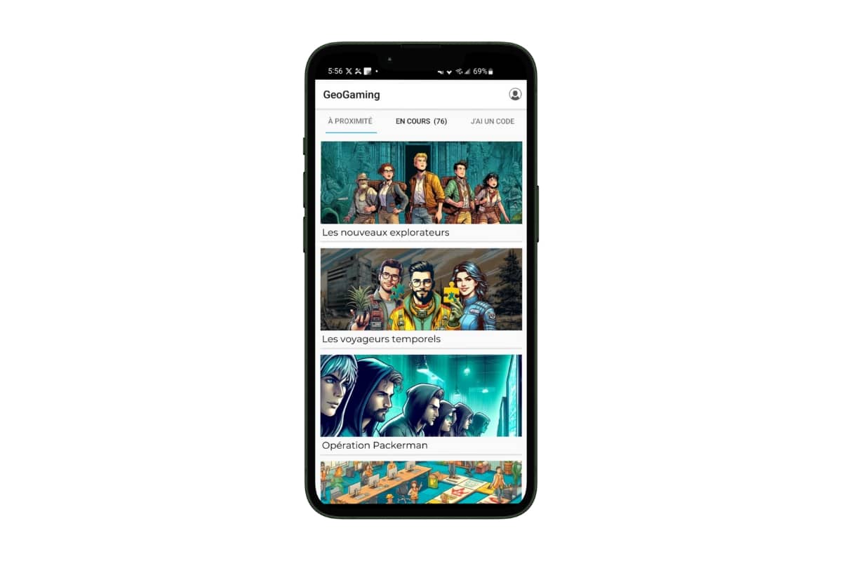 Une aventure 100 % digitale, jouée dans l'application GeoGaming