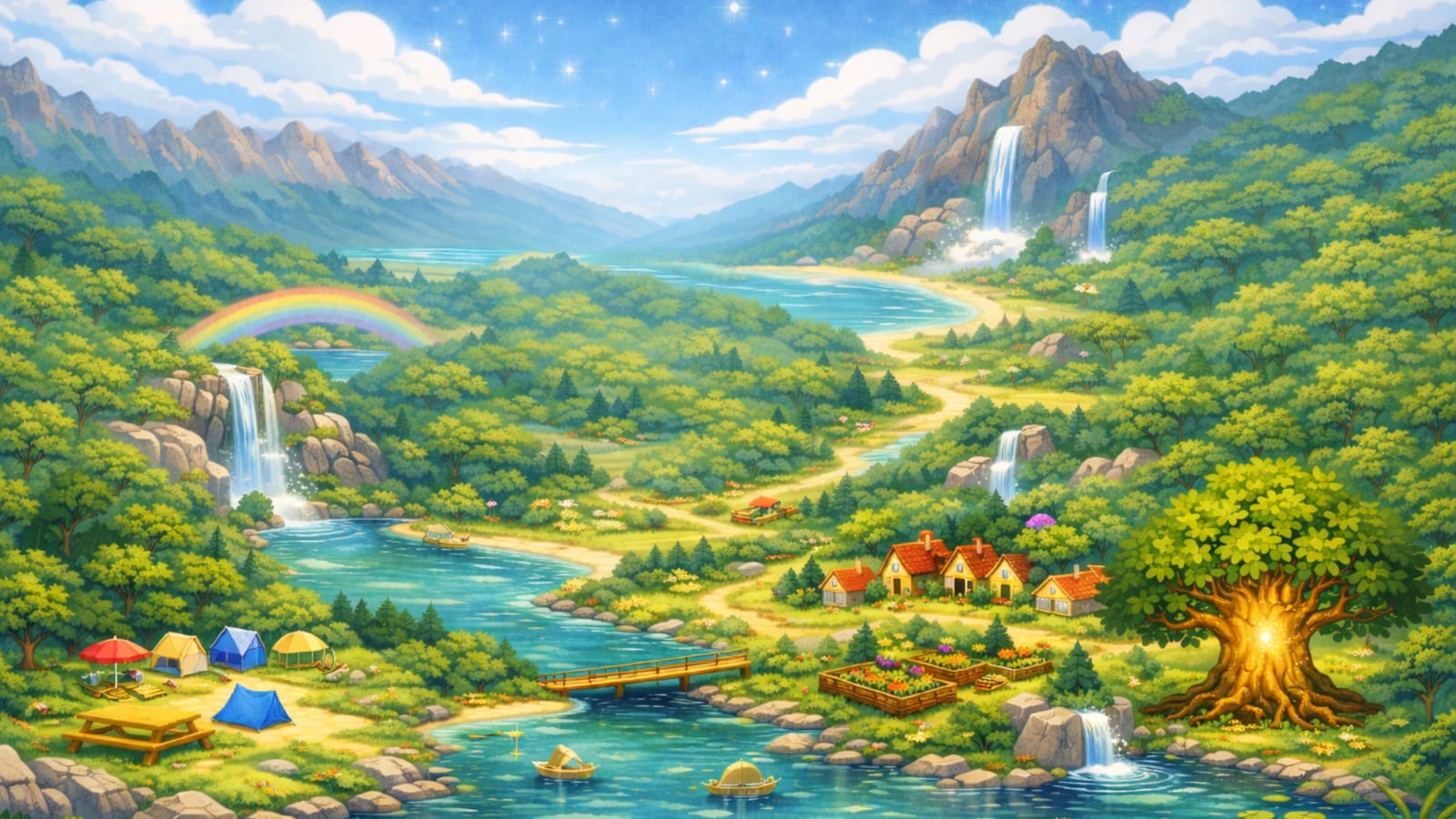 Le monde de Verdalia, univers illustré de l'escape game extérieur familial des campings Sandaya